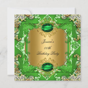 Elegante Lime Green Gold Floral Geburtstagsparty Einladung