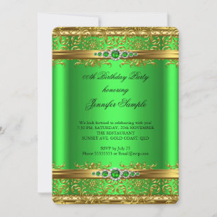 Elegante Limette Green Gold Damask Diamond Geburts Einladung