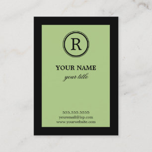 Elegante Limone u. schwarze Monogramm-Visitenkarte Visitenkarte