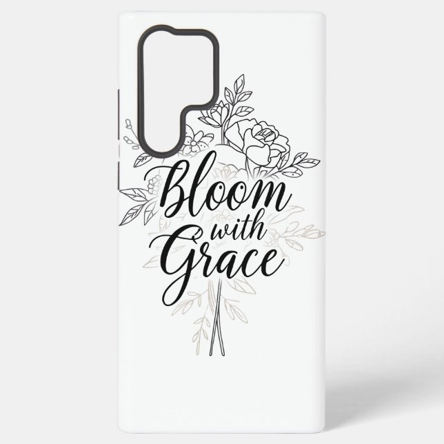 Elegante Line Art Blume Typografie Samsung Galaxy Hülle (Rückseite)