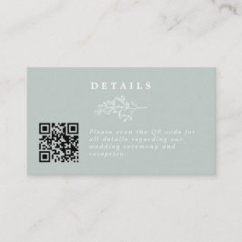 Elegante Line Art Leaf Sage Wedding QR Code Detail Begleitkarte