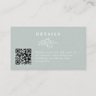 Elegante Line Art Leaf Sage Wedding QR Code Detail Begleitkarte