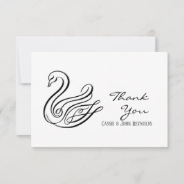 Elegante Line Art Swan Wedding Dankeschön Karte