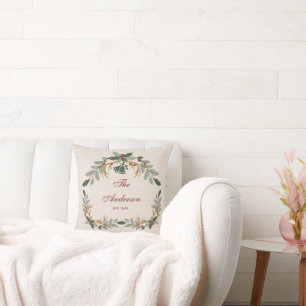 Elegante Linen Floral Weihnachtsfamilie Kissen
