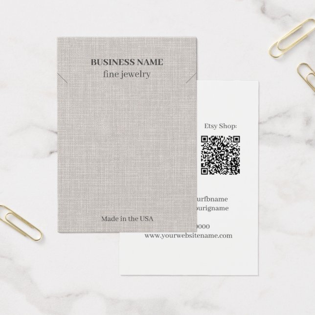 Elegante Linen QR Code Jewelry Business Necklace (Büro)