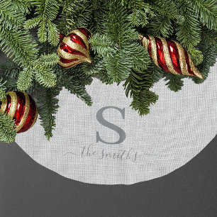 Elegante Linen Style Family Monogram Weihnachten Polyester Weihnachtsbaumdecke
