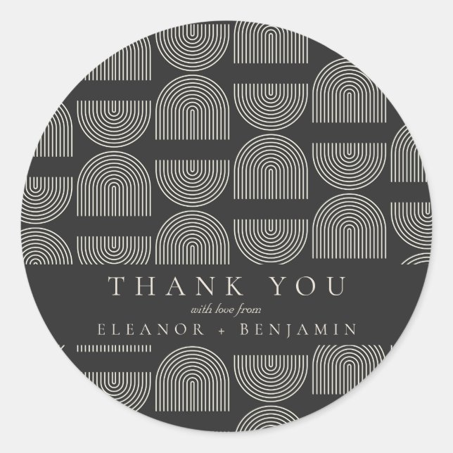 Elegante Lines Schwarz-weiß Wedding Custom Vielen  Runder Aufkleber (Vorderseite)