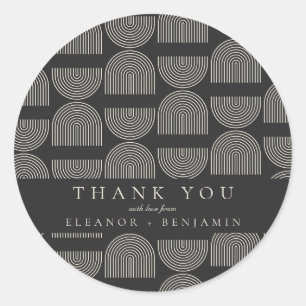 Elegante Lines Schwarz-weiß Wedding Custom Vielen  Runder Aufkleber