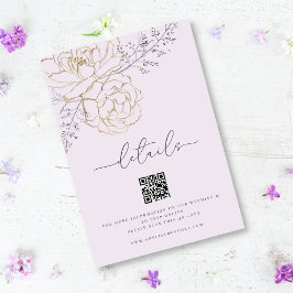 Elegante Linie Floral Lilac Gold Hochzeiten Detail Begleitkarte