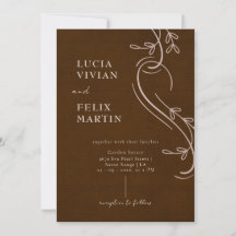 Elegante Linie Floral Linen Espresso Brown Wedding