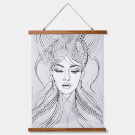 Elegante Linie Kunst, Dichtung und Musik Wandteppich Mit Holzrahmen