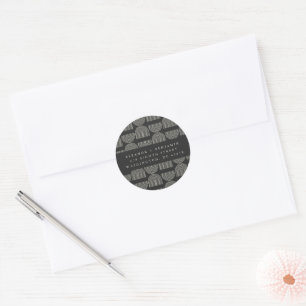 Elegante Linien Schwarz Weiße Hochzeit Rücksendead Runder Aufkleber