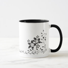 Elegante Linienkunst-Schmetterling und florale Umr Tasse