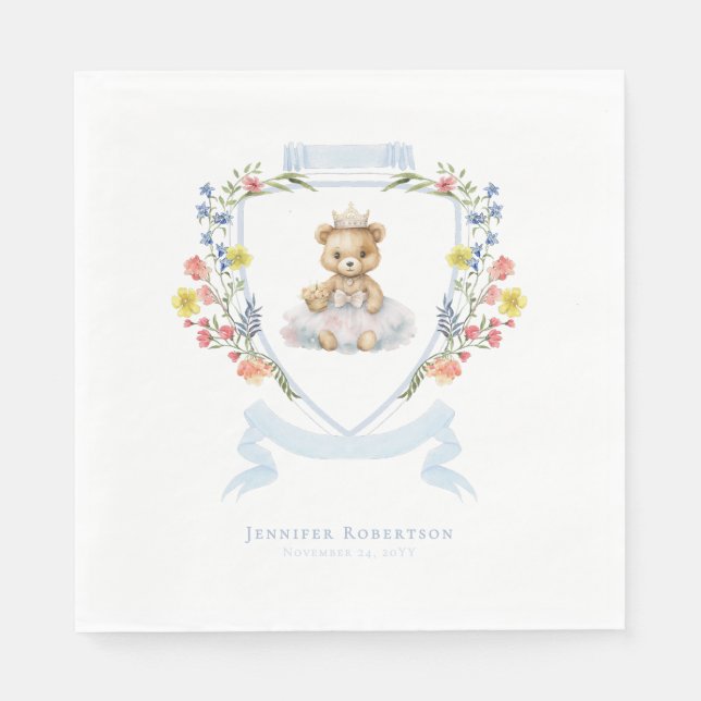 Elegante Little Princess Bear Royal Baby Dusche Serviette (Vorderseite)