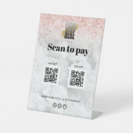 Elegante Logo Scan to Pay Apps 2 QR Codes Marmor  Sockelschild