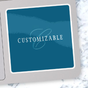 Elegante Looking Monogram   Meerblau Aufkleber