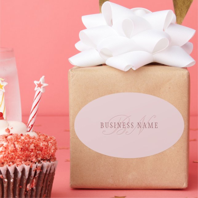 Elegante Looking Monogram | Rotgold Ovaler Aufkleber (Party)