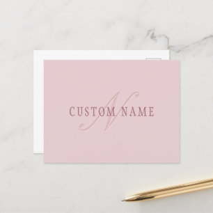Elegante Looking Monogram   Rotgold Postkarte