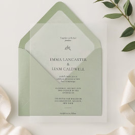 Elegante Lorbeerblatt Minimalistische Hochzeit Acryleinladungen
