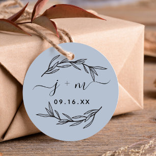 Elegante Lorbeerblätter Schrift Initialen Hochzeit Geschenkanhänger