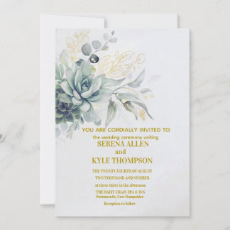 Elegante Lorbeerkranz-Monogramm-Typografie-Hochzei Einladung