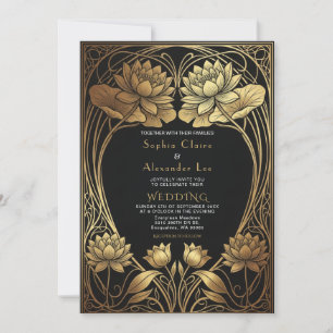 Elegante Lotus Art Nouveau Hochzeit  Einladung