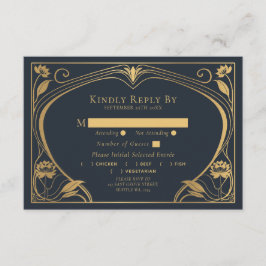 Elegante Lotus Art Nouveau Wedding Card Begleitkarte