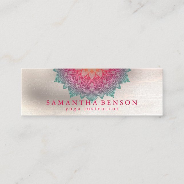 Elegante Lotus Blume Logo Yoga Mini Business Card Mini Visitenkarte (Vorderseite)