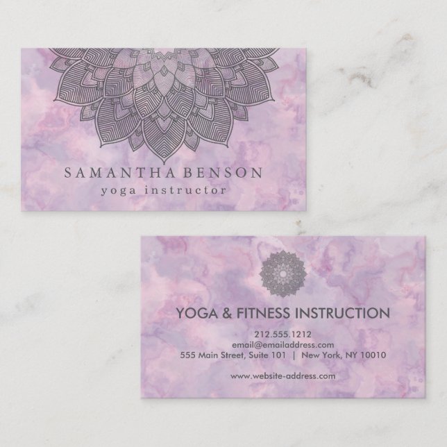 Elegante Lotus Blume Logo Yoga Visitenkarte (Vorne/Hinten)