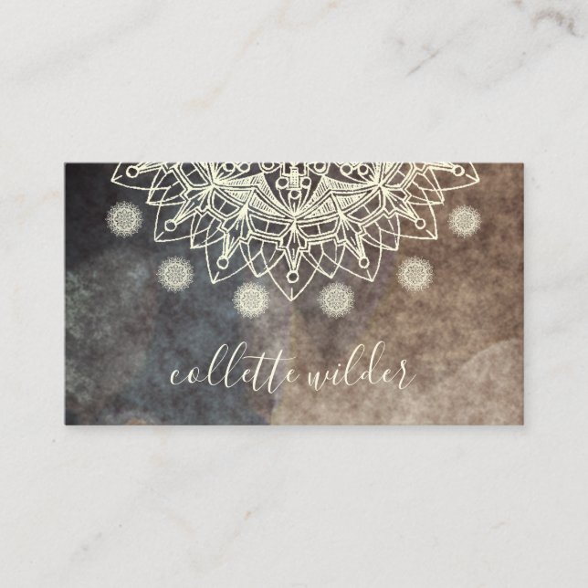 Elegante Lotus Blume Mandala Business Card Visitenkarte (Vorderseite)
