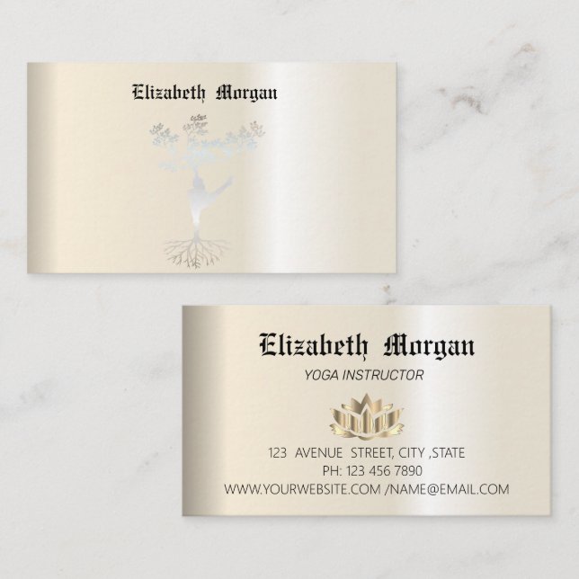 Elegante Lotus Blume Yoga, Visitenkarte (Vorne/Hinten)