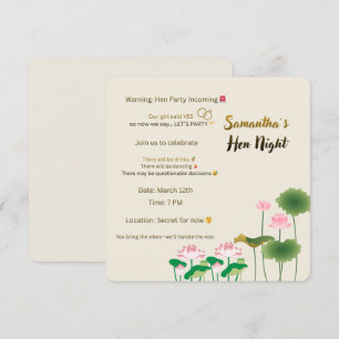Elegante Lotus-Hen-Night-Einladung – Spaßige Flora Einladung