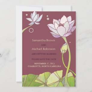 Elegante Lotus-Hochzeitseinladungen zum Vormerken Save The Date