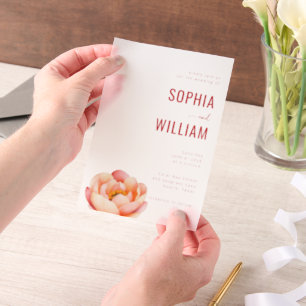 Elegante Lotus-Koralle-Hochzeitseinladung