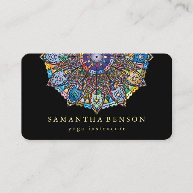 Elegante Lotus Mandala Logo Yoga Business Card Visitenkarte (Vorderseite)