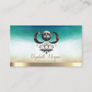 Elegante Lotus Moon Watercolor Business Card Visitenkarte