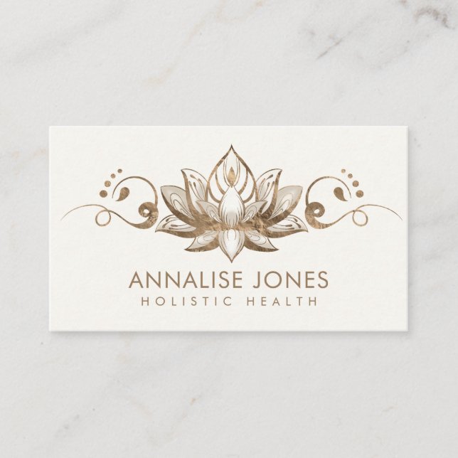 Elegante Lotus - Ornament - Pastellgold Visitenkarte (Vorderseite)