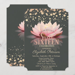 Elegante Lotus Punkte Sweet 16 Einladung
