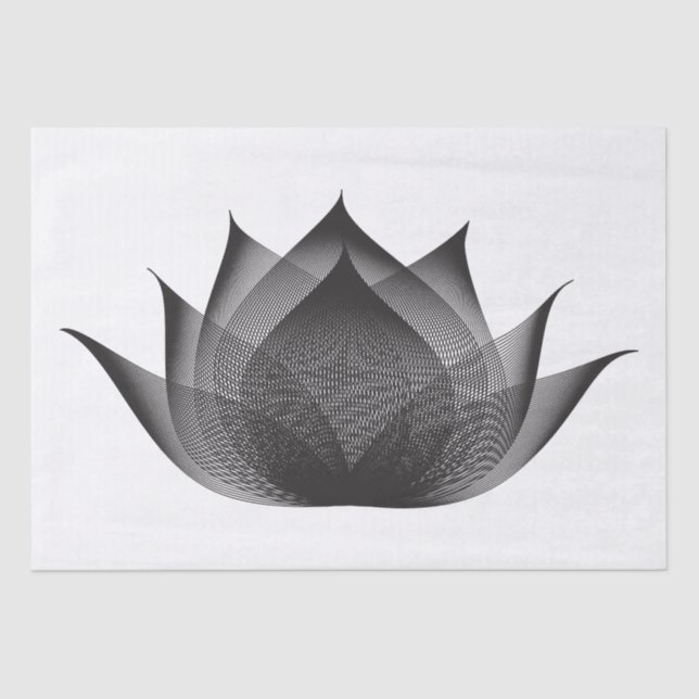 Elegante Lotus Schwarz und Weiß Blumenmoiré Minima Seidenpapier (Vorderseite)