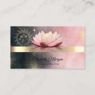 Elegante Lotusblume Goldene Sonne Yoga Visitenkarte