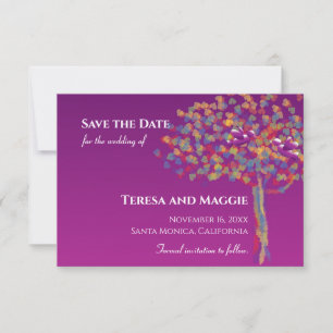 Elegante Lovebirds Cassis Save the Date Lila