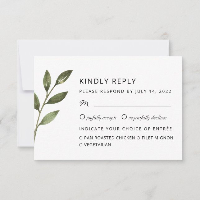 Elegante luftige Äste. Chic botanische Hochzeit RS RSVP Karte (Vorderseite)