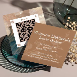 Elegante Lux-Aquarell-QR-Code-Interior-Designer Quadratische Visitenkarte