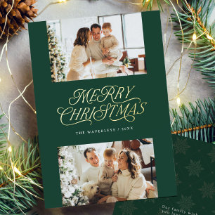 Elegante Luxe-Folie-Script-Weihnachtsfoto Folien Feiertagskarte