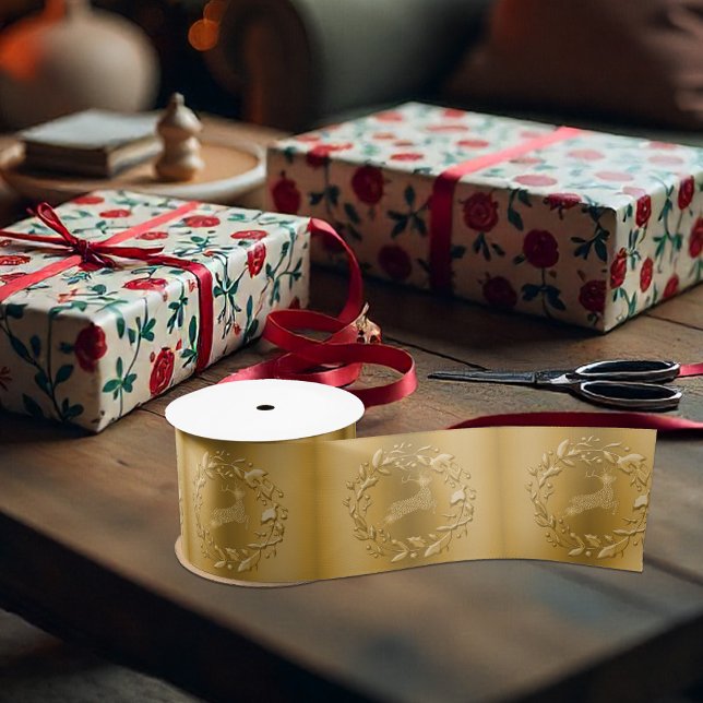 Elegante Luxe Golden Rentier und Weihnachten Satinband (Von Creator hochgeladen)