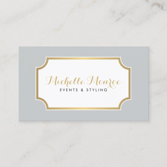 Elegante Luxe Gray Event Stylist Business Card Visitenkarte (Vorderseite)