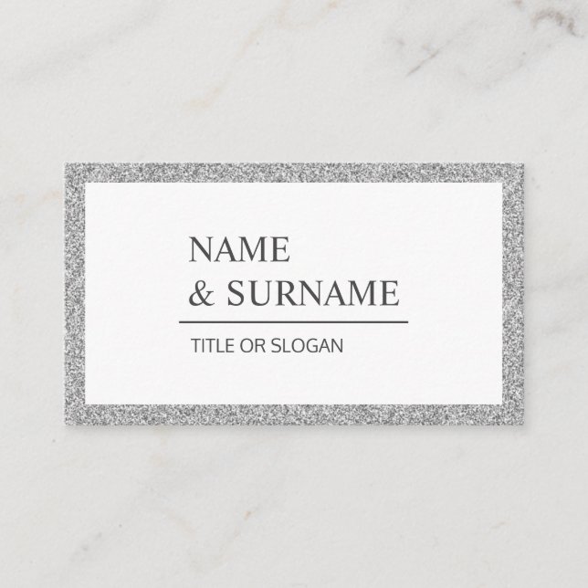Elegante Luxe Silver Glitzer Social Business Card Visitenkarte (Vorderseite)