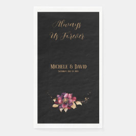 Elegante Luxuriöse Black Gold Burgund Wasserfarbe Serviette