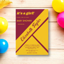 Elegante luxuriöse Burgundy- und Gold-Chic-Babydus Einladung