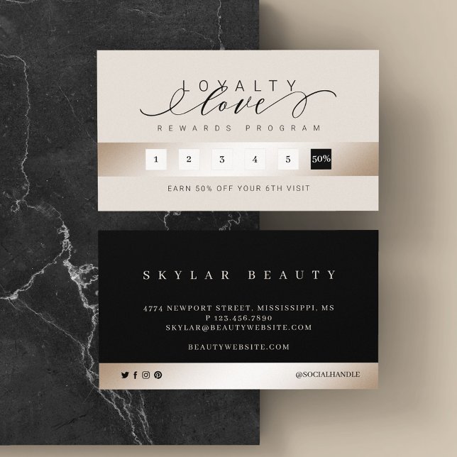 Elegante Luxuriöse Champagne Loyalty Liebe Prämien Treuekarte (Von Creator hochgeladen)